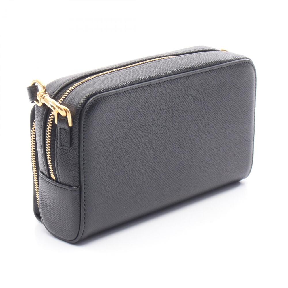 Dior Calo Double Clutch Shoulder Bag Leather Black